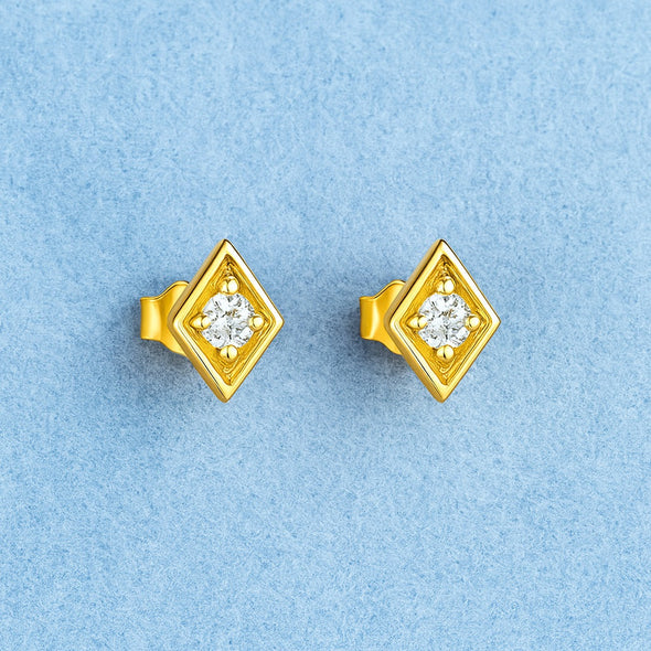 geometric Stud Earrings – Sterling Silver Gold Plated