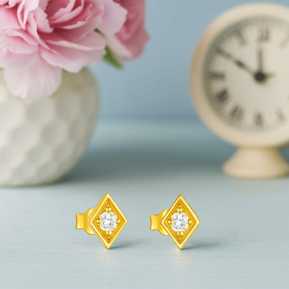 geometric Stud Earrings – Sterling Silver Gold Plated