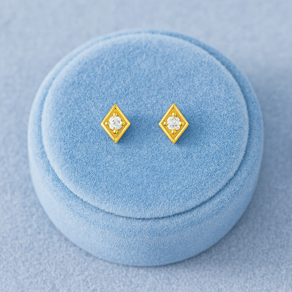 geometric Stud Earrings – Sterling Silver Gold Plated