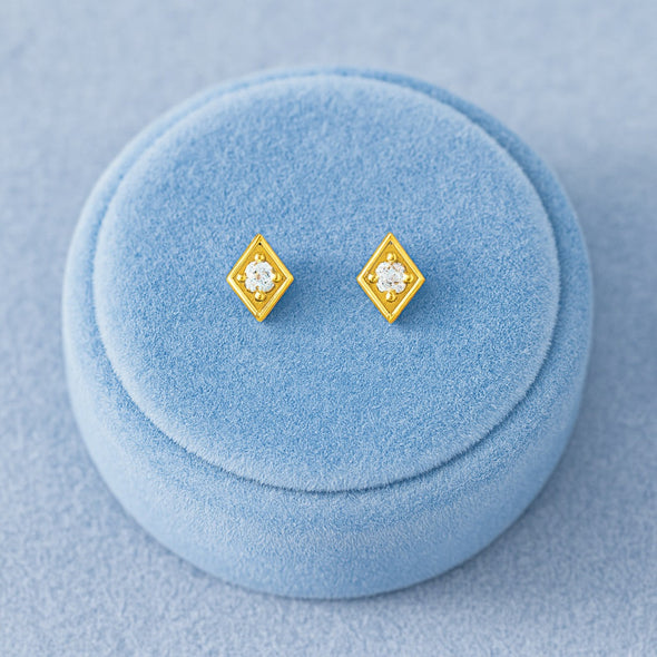 geometric Stud Earrings – Sterling Silver Gold Plated