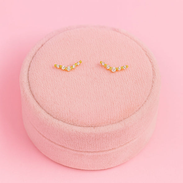 V-Shape Cluster Stud Earrings – Sterling Silver Gold Plated