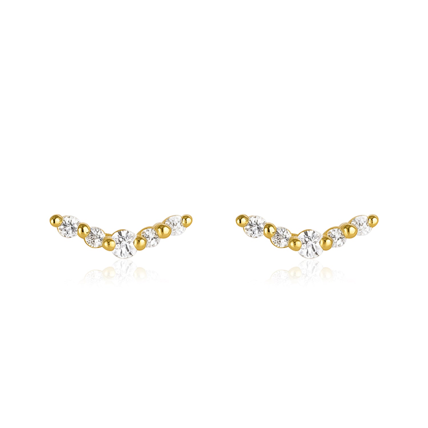 V-Shape Cluster Stud Earrings – Sterling Silver Gold Plated