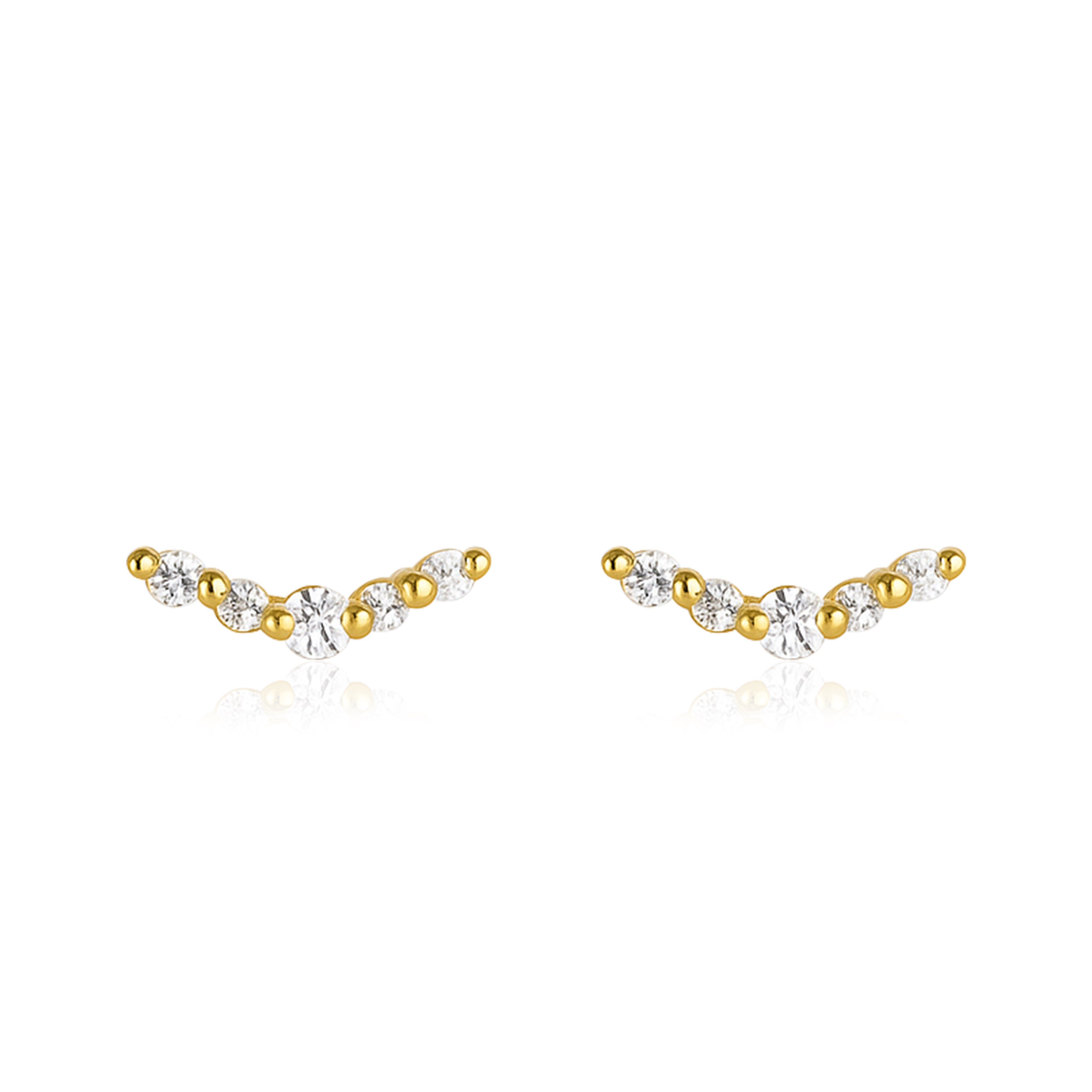 V-Shape Cluster Stud Earrings – Sterling Silver Gold Plated