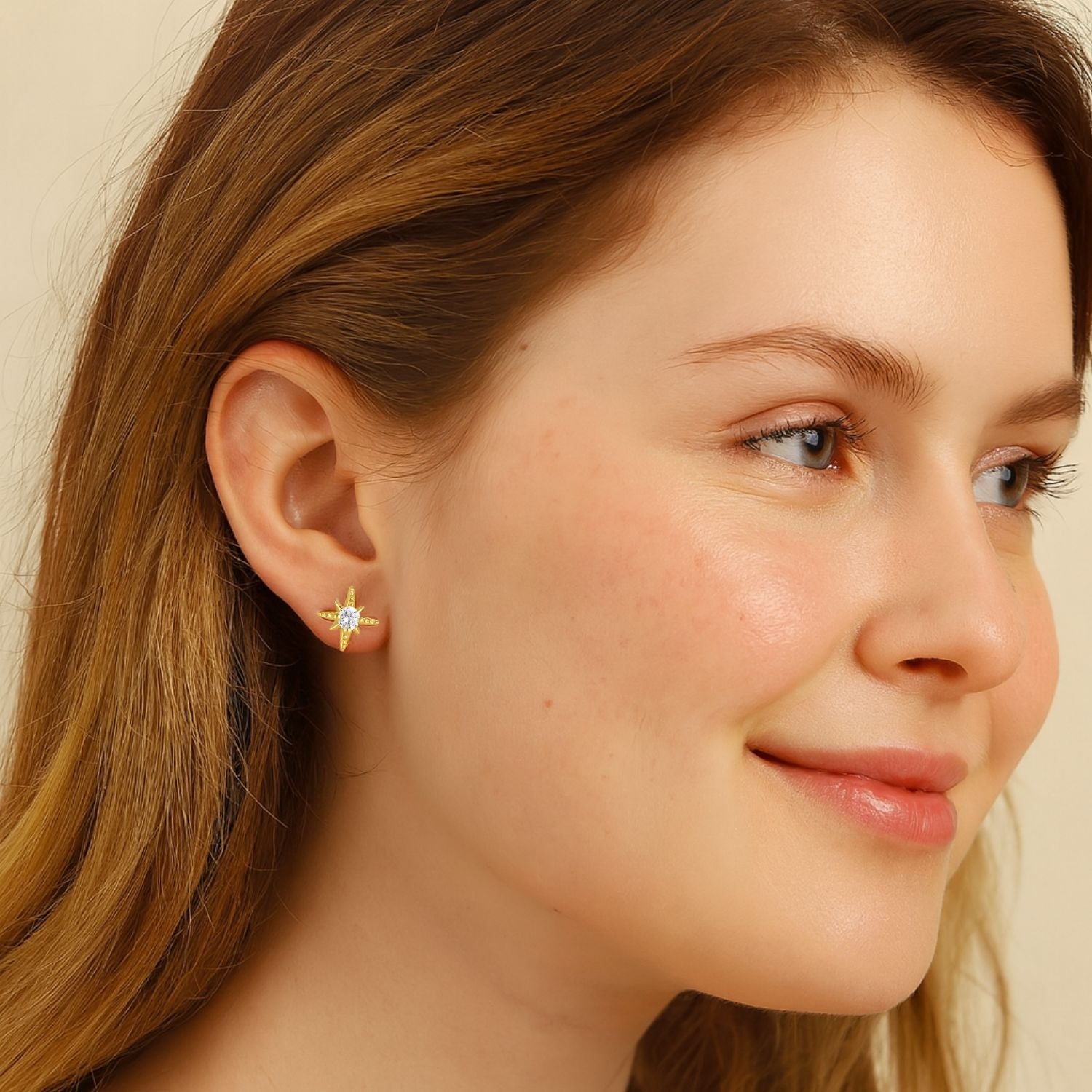 North Star Stud Earrings – Sterling Silver Gold Plated