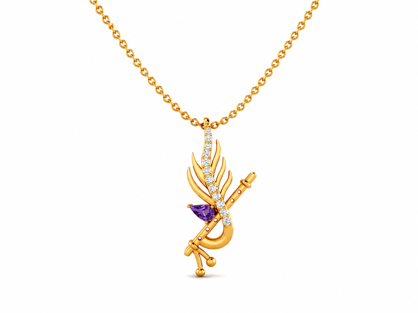 Amethyst Krishna Flute Pendant – Sterling Silver