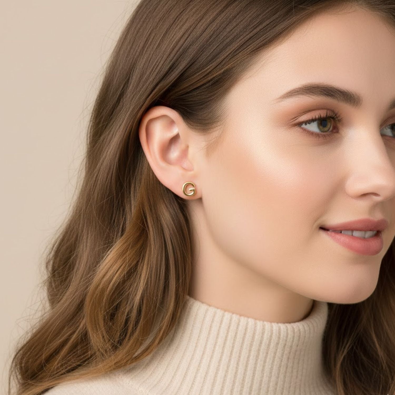 A to Z Initial Alphabet Studs Earrings – Sterling Silver Yellow Plated