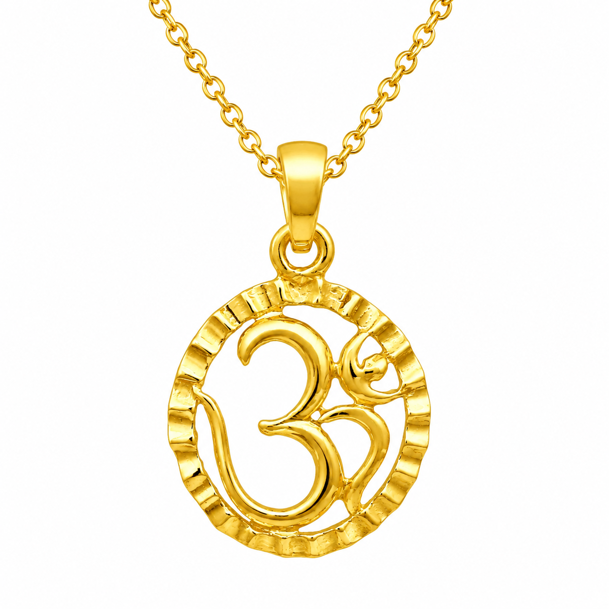 Om Religious Necklace Oval Frame Design - Sterling Silver