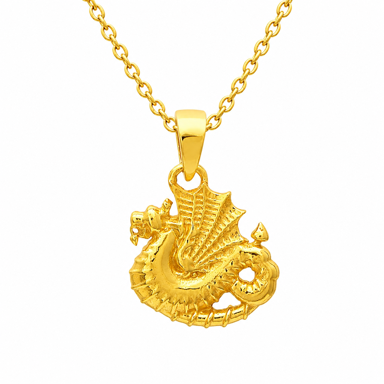 Gold Plated Dragon Pendant - Sterling Silver