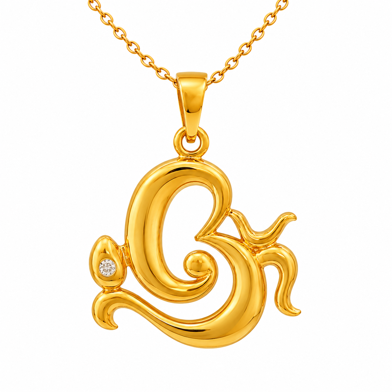 White CZ Om Pendant - Sterling Silver