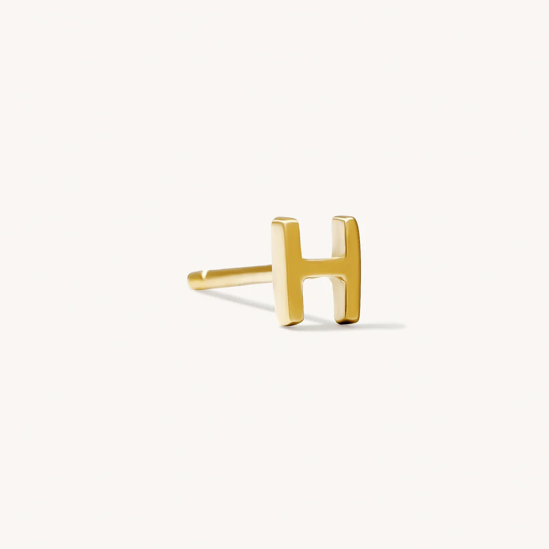 A to Z Initial Alphabet Studs Earrings – Sterling Silver Yellow Plated