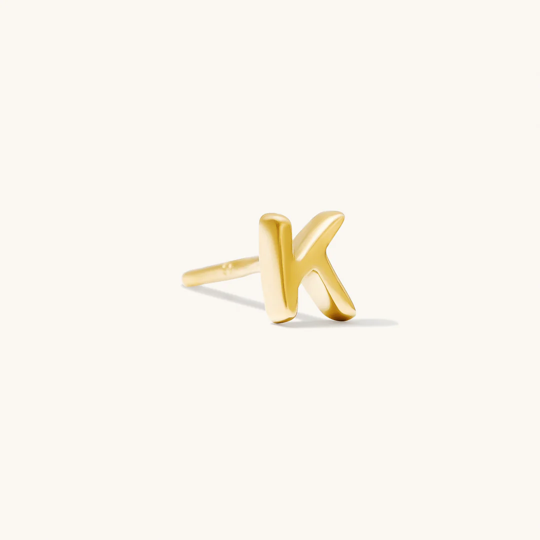 A to Z Initial Alphabet Studs Earrings – Sterling Silver Yellow Plated