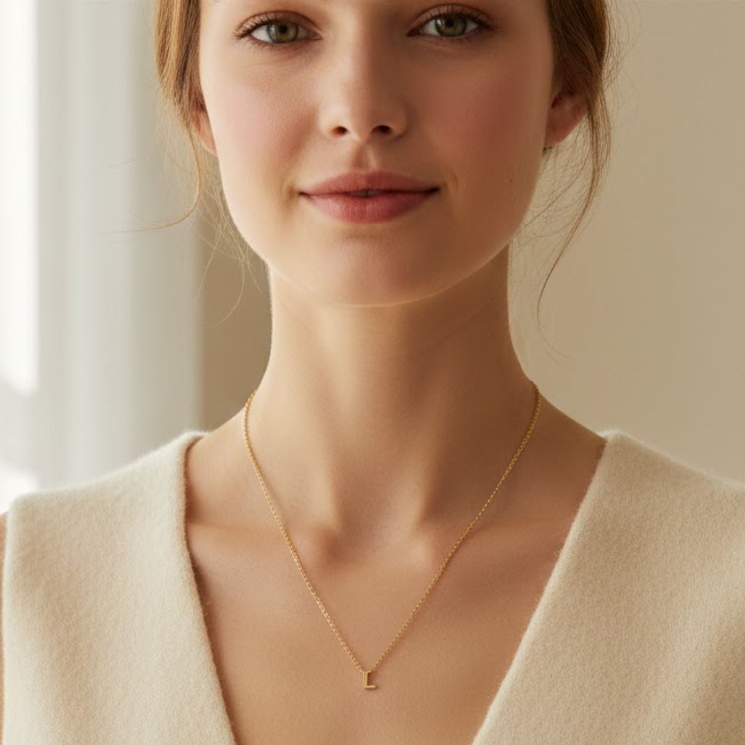 A to Z Initial Alphabet Studs Necklace – Sterling Silver Yellow Plated