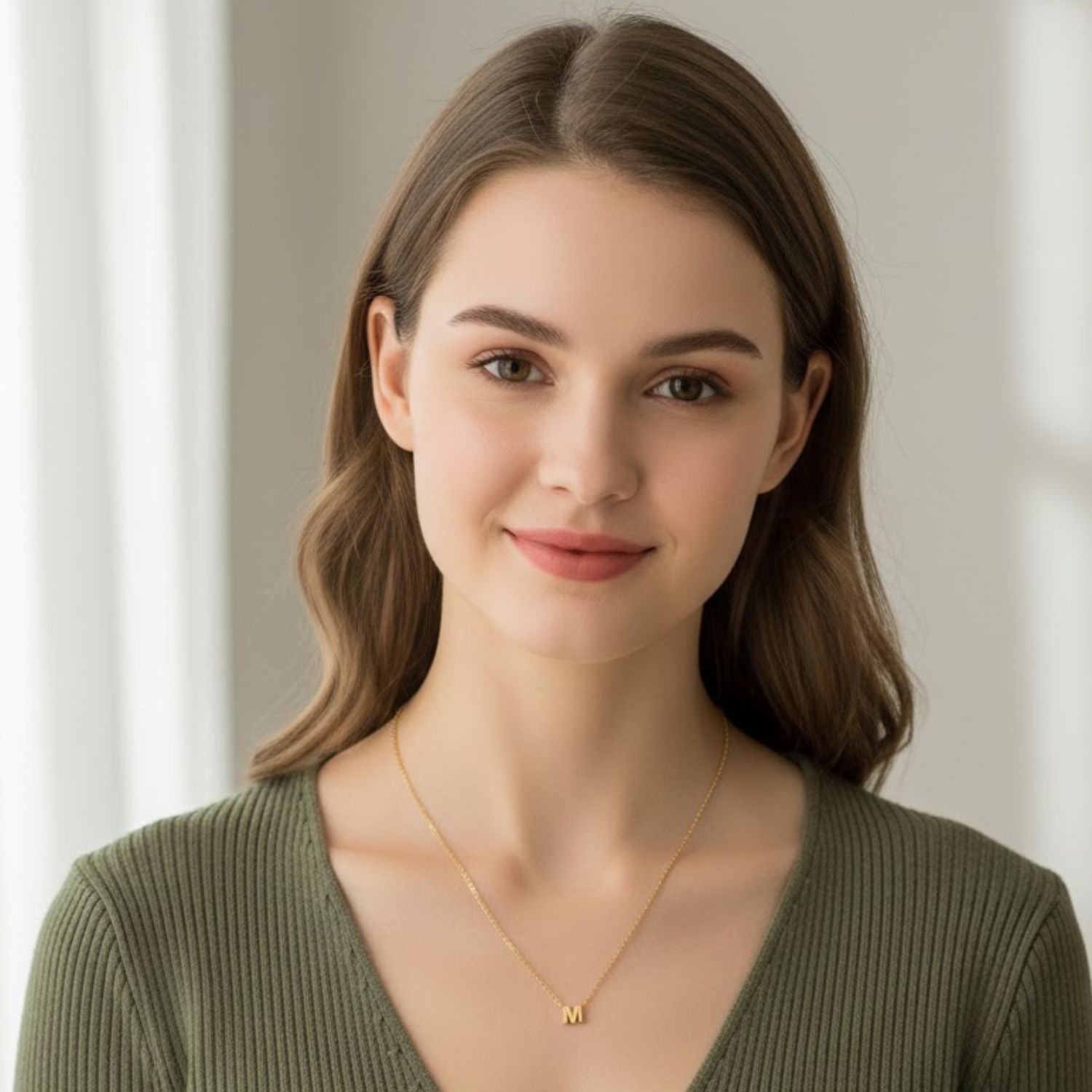 A to Z Initial Alphabet Studs Necklace – Sterling Silver Yellow Plated