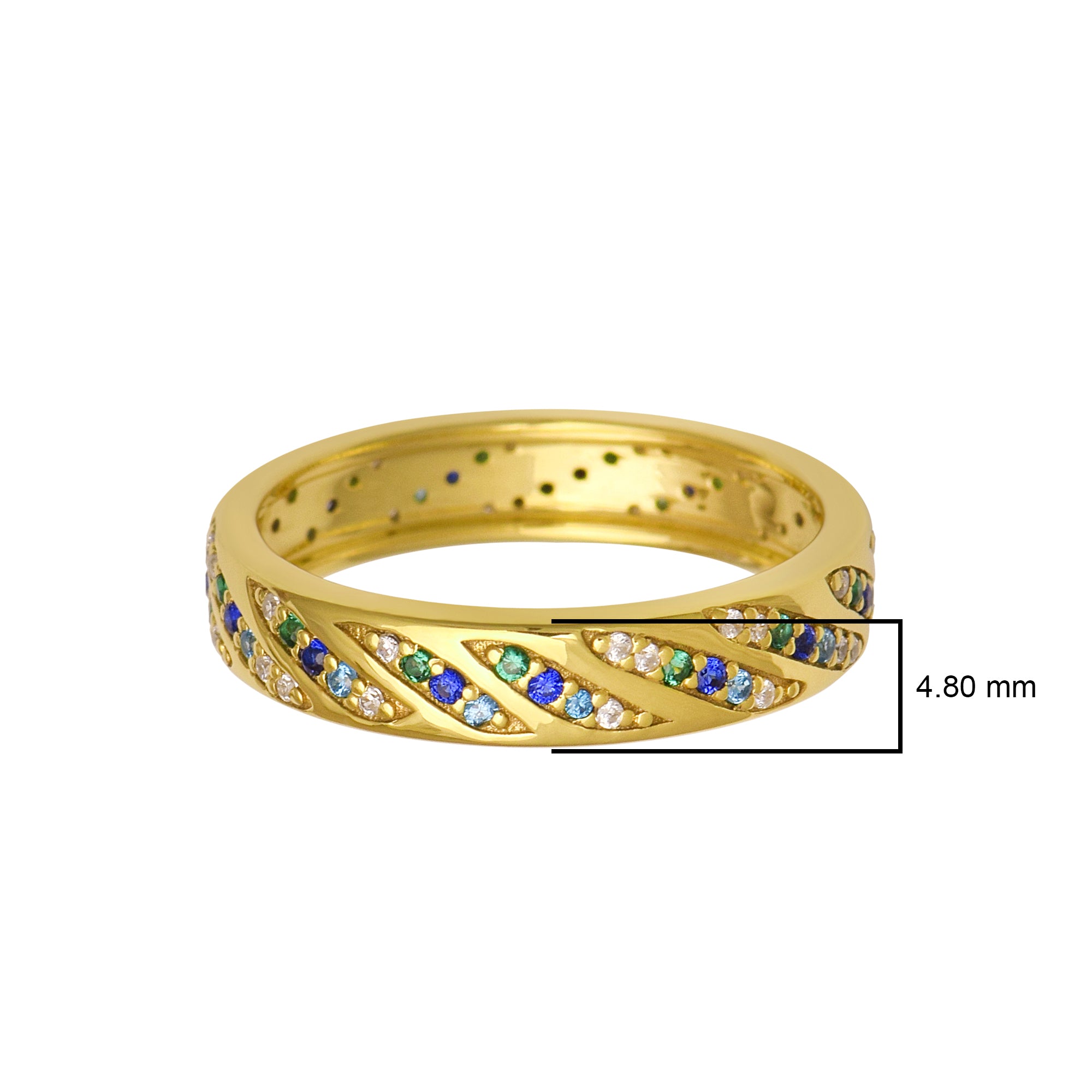 Multi-Stone Band Ring  – Sterling Silver Yellow Plated