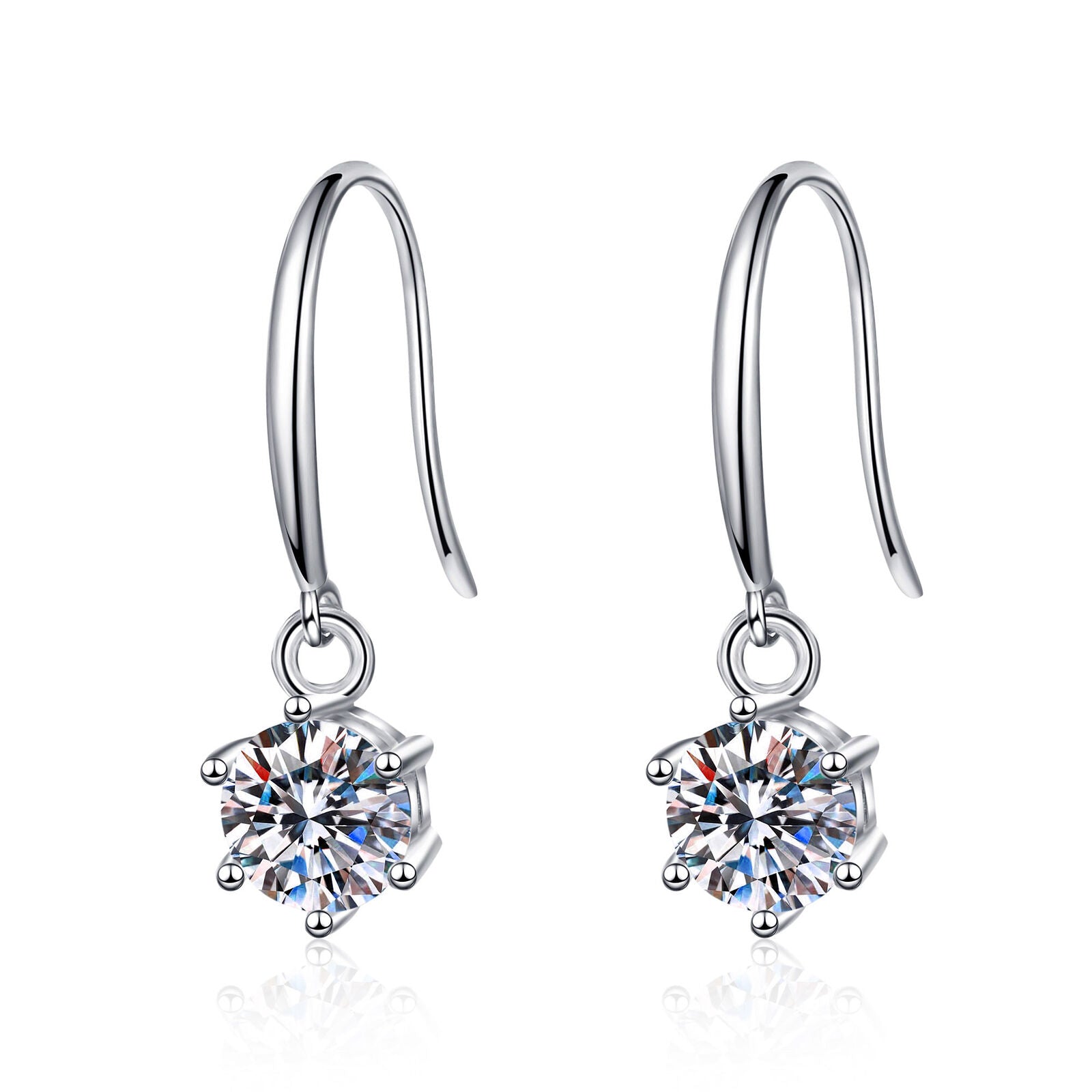 White Cubic Zirconia Drop Earrings - Sterling Silver