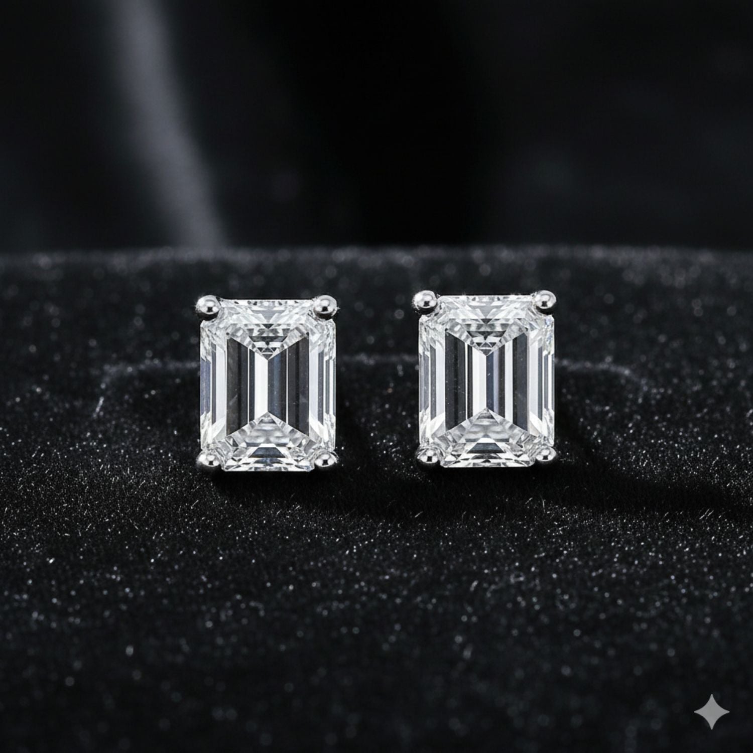 Octagon White Cubic Zirconia Stud Earrings - Sterling Silver