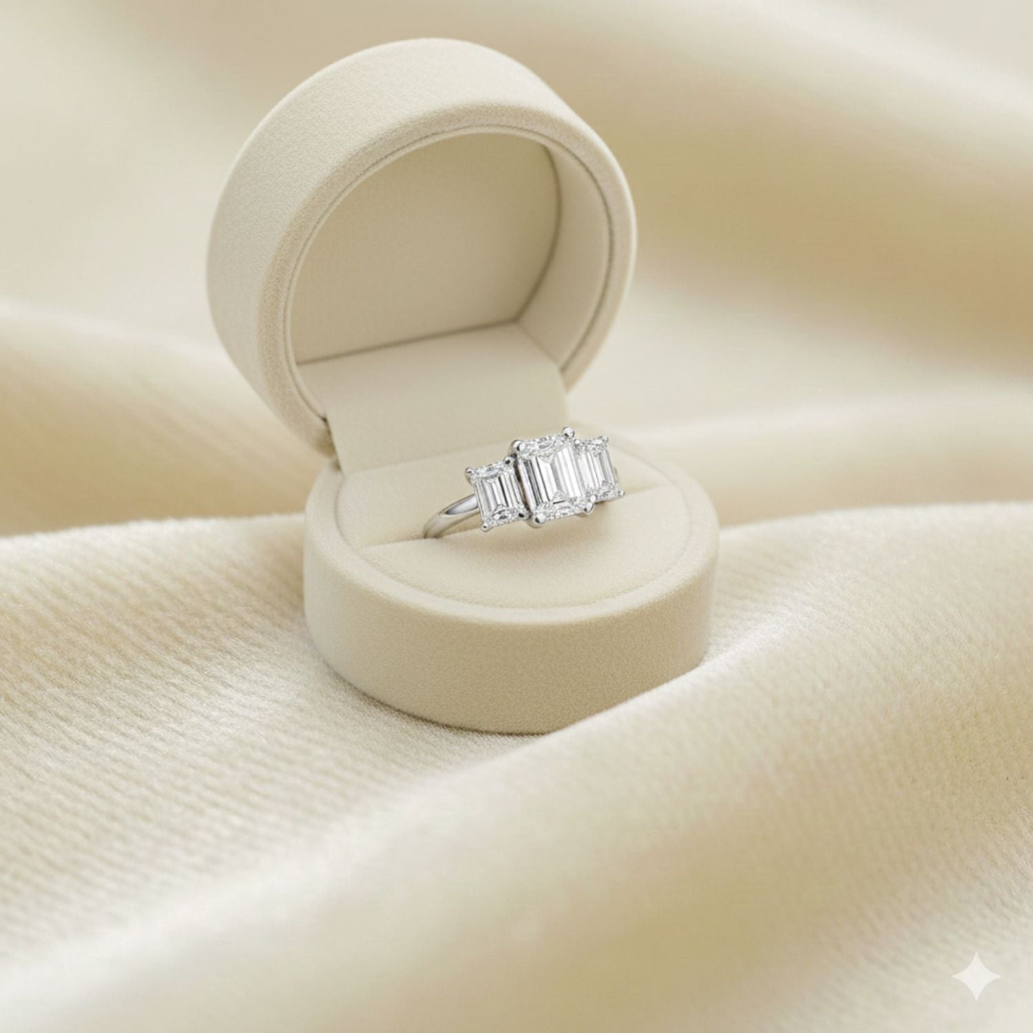 White Cubic Zirconia 3-Stone Ring - Sterling Silver