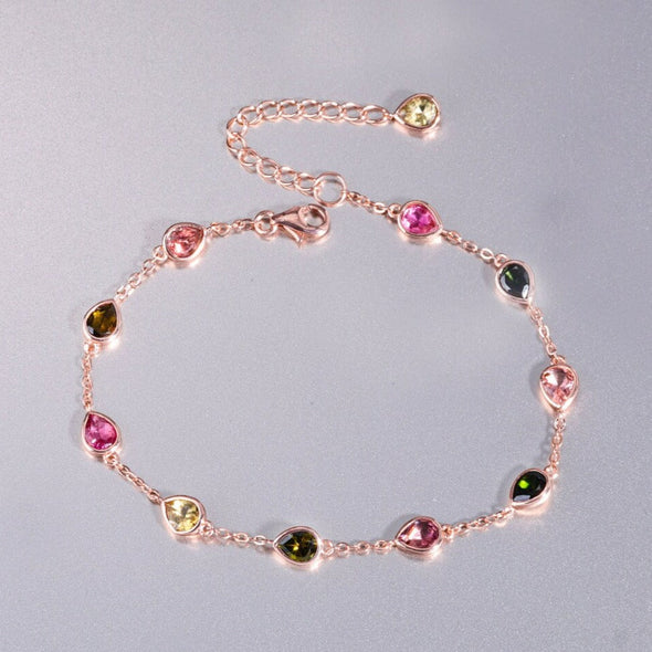 Multi Tourmaline Tennis Bracelet – 925 Sterling Silver