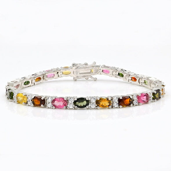 Multi Tourmaline Tennis Bracelet – 925 Sterling Silver