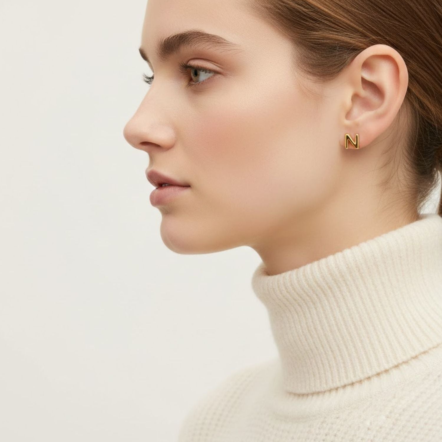 A to Z Initial Alphabet Studs Earrings – Sterling Silver Yellow Plated