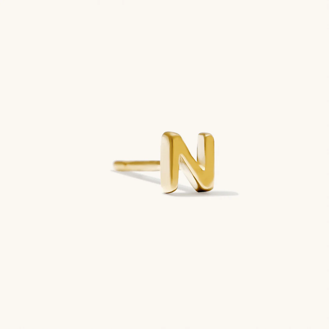 A to Z Initial Alphabet Studs Earrings – Sterling Silver Yellow Plated