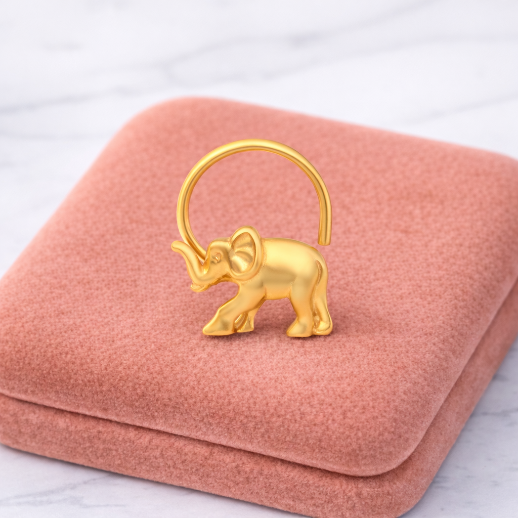 Elephant Nose Pin - Gold Plated 925 Silver