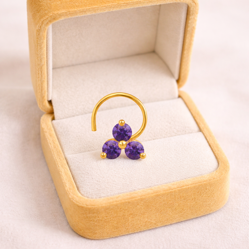 Multi Stone Minimal Cluster Nose Pin - Gold Plated 925 Silver