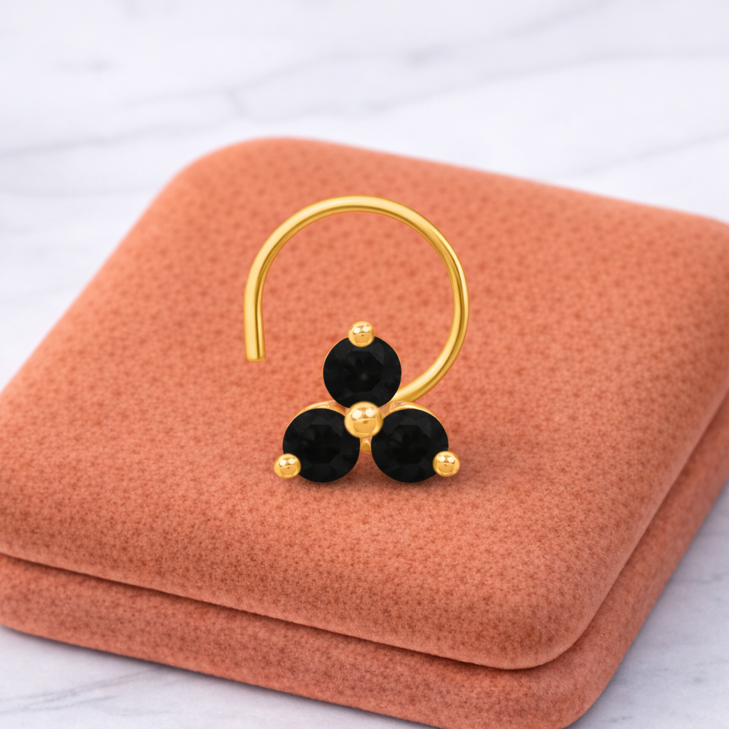 Multi Stone Minimal Cluster Nose Pin - Gold Plated 925 Silver