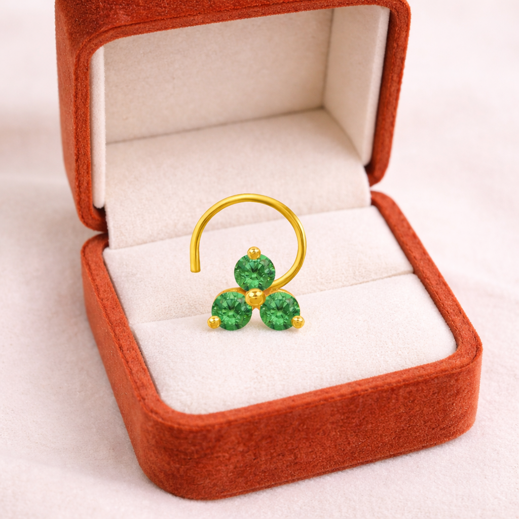 Multi Stone Minimal Cluster Nose Pin - Gold Plated 925 Silver