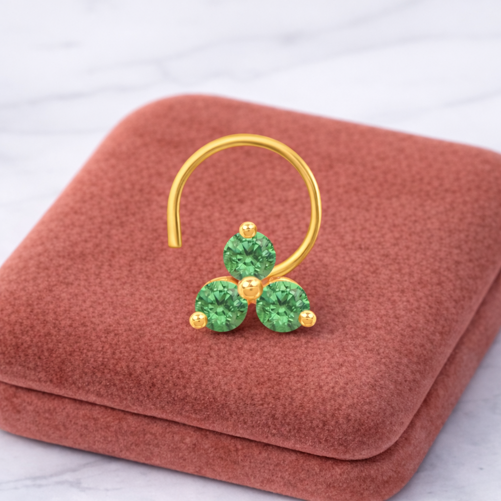 Multi Stone Minimal Cluster Nose Pin - Gold Plated 925 Silver