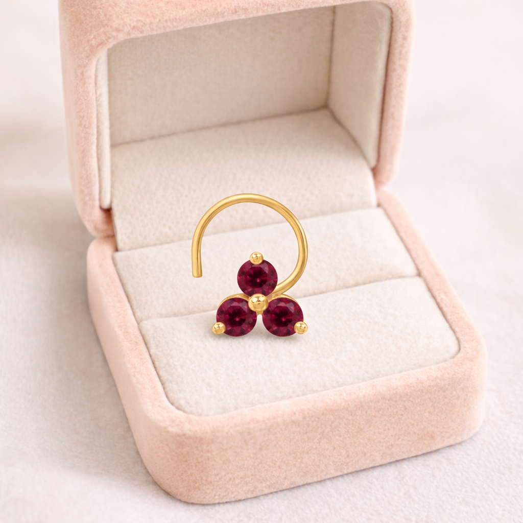 Multi Stone Minimal Cluster Nose Pin - Gold Plated 925 Silver