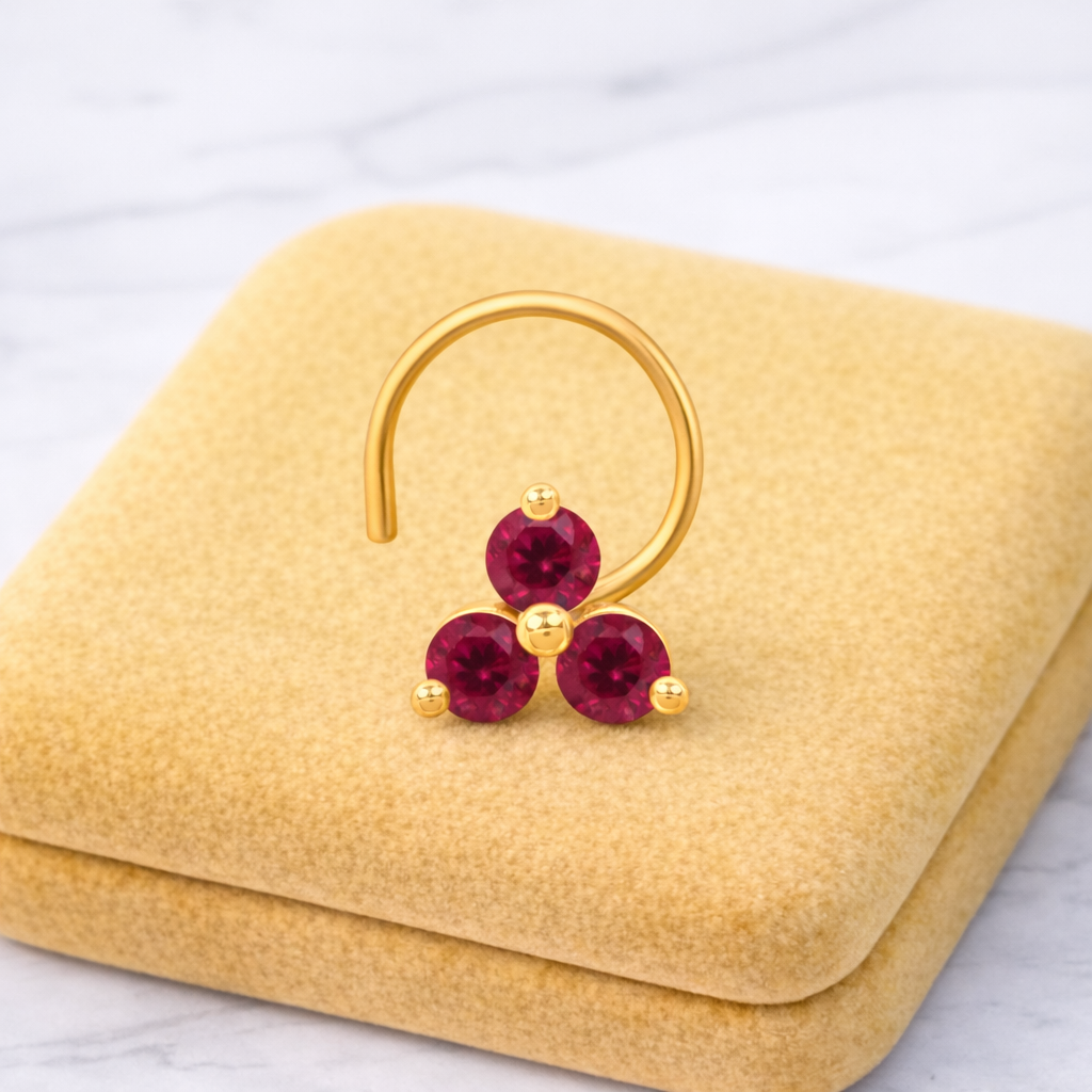 Multi Stone Minimal Cluster Nose Pin - Gold Plated 925 Silver