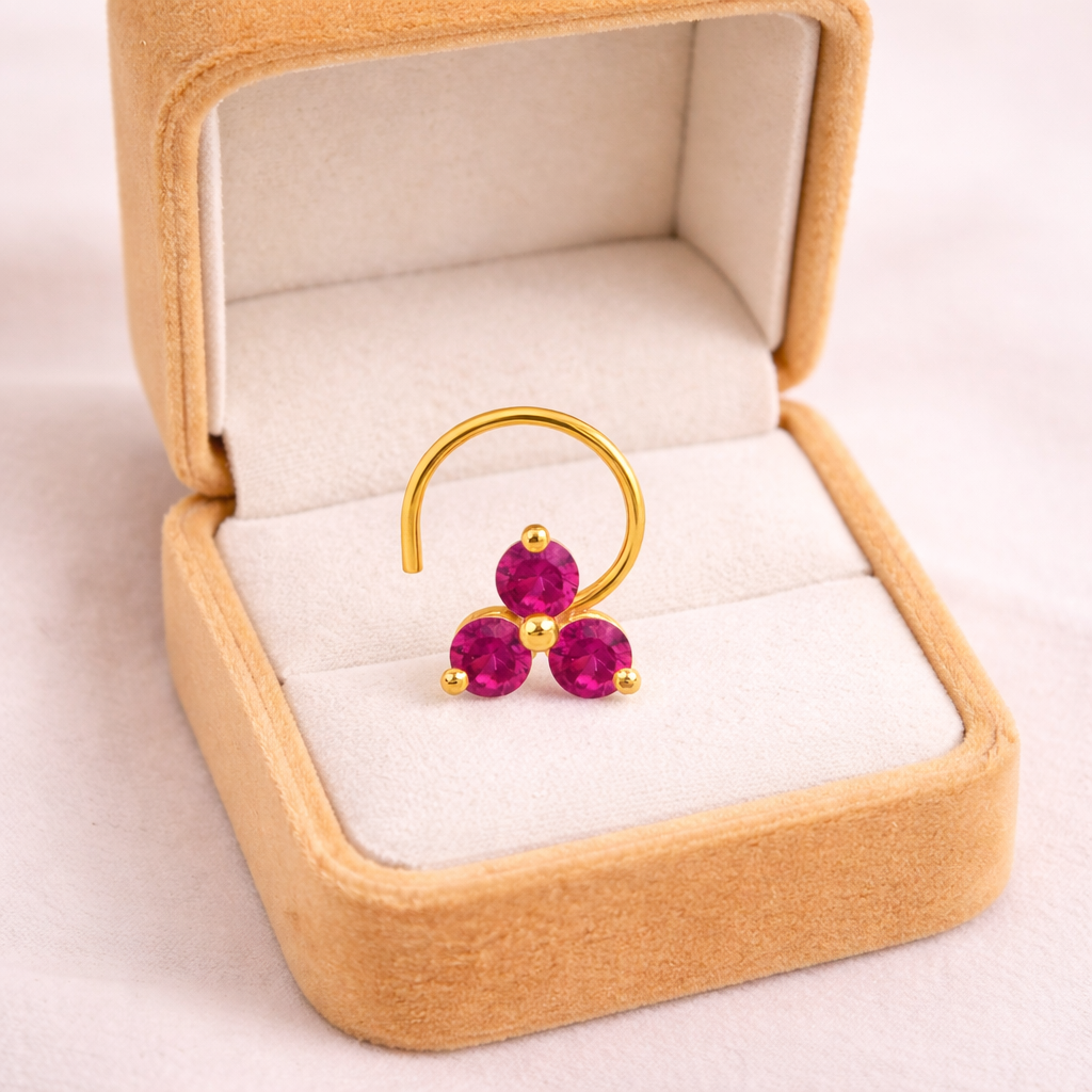 Multi Stone Minimal Cluster Nose Pin - Gold Plated 925 Silver