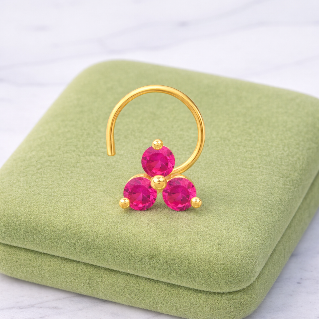 Multi Stone Minimal Cluster Nose Pin - Gold Plated 925 Silver