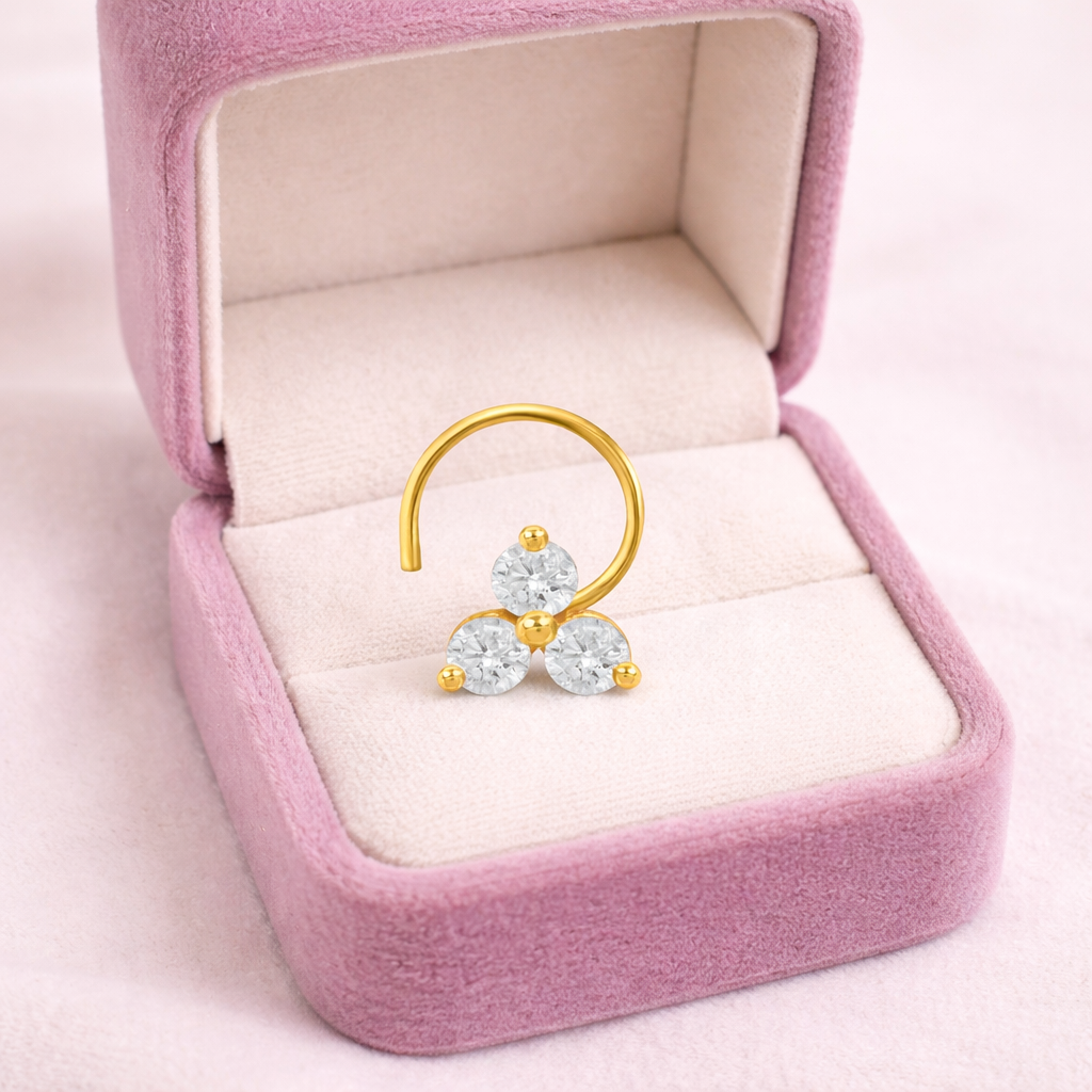 Multi Stone Minimal Cluster Nose Pin - Gold Plated 925 Silver