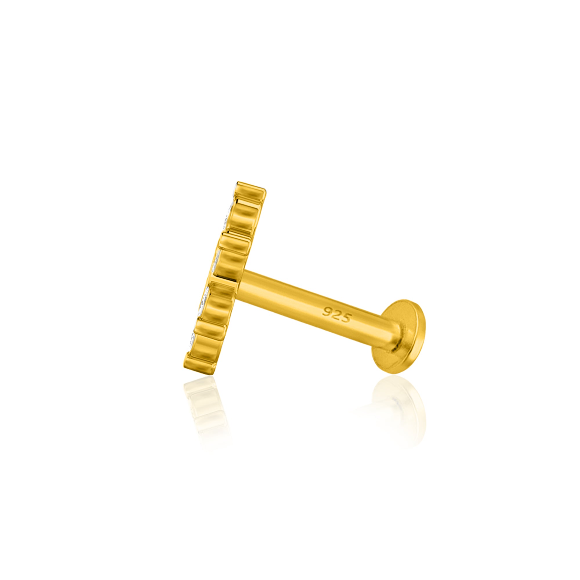 Floral White CZ Nose Pin for Women - Gold Plated 925 Silver