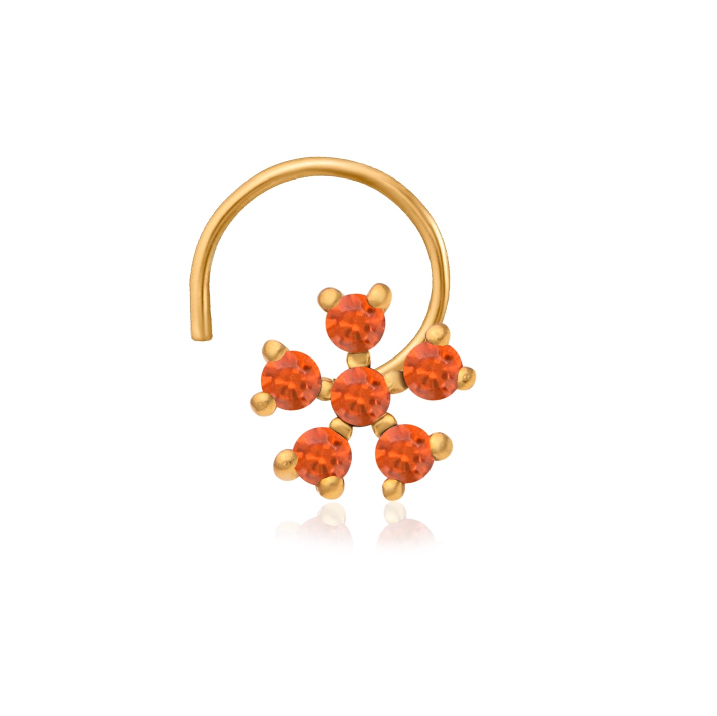 Multi Stone Nose Floral Nose pin – Gold Plated 925 Sterling Silver