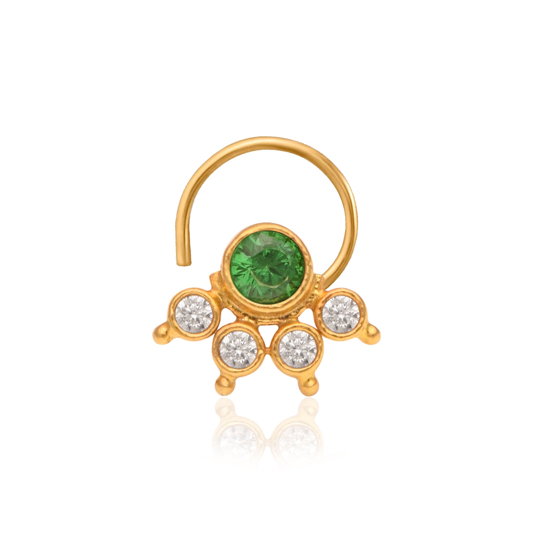 Multi Stone Nose Floral Nose pin – Gold Plated 925 Sterling Silver