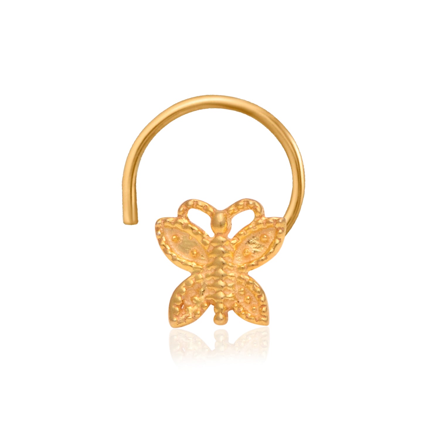 Textured Minimal Butterfly Nose Pin – Gold Plated 925 Sterling Silver