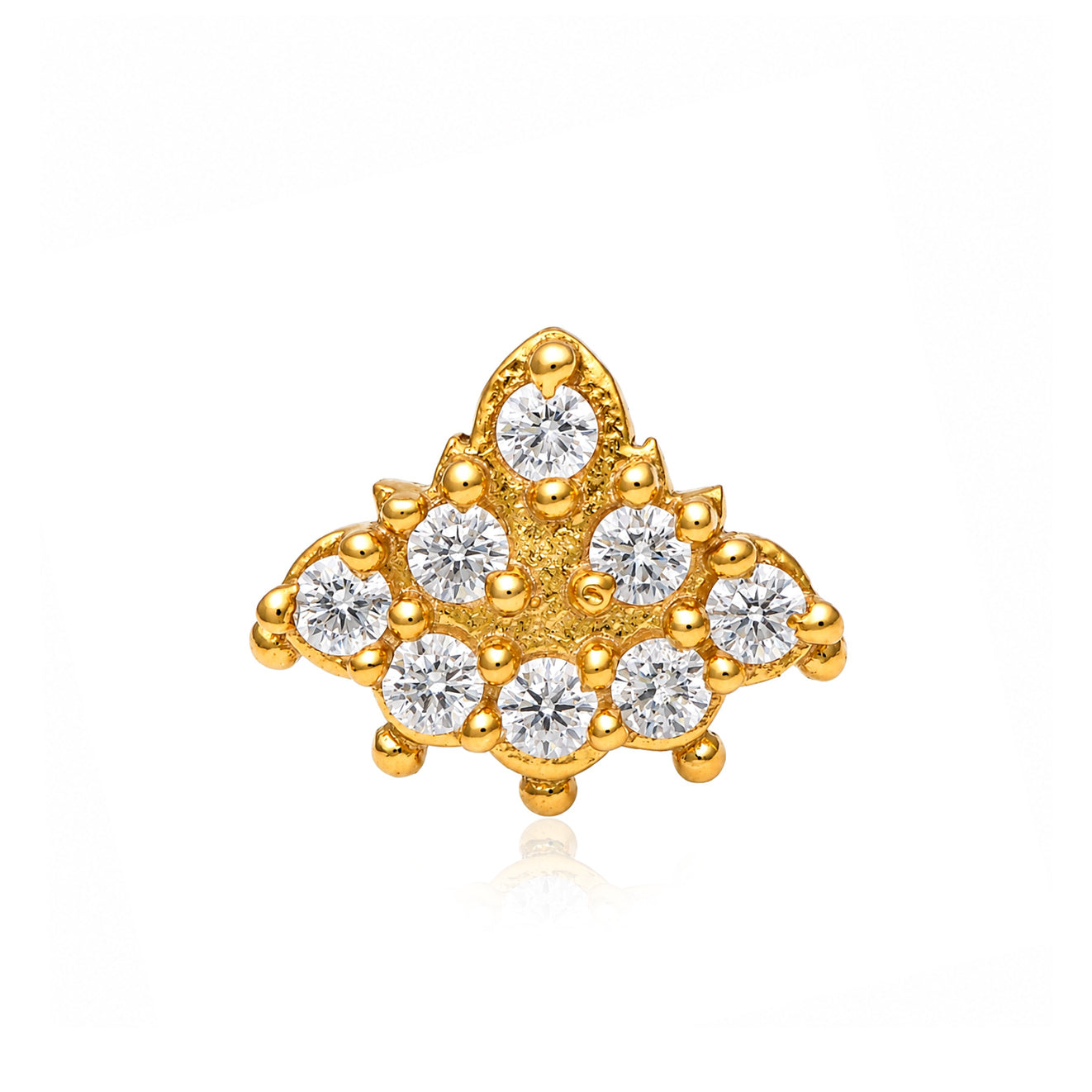 Floral White CZ Nose Pin for Women - Gold Plated 925 Silver