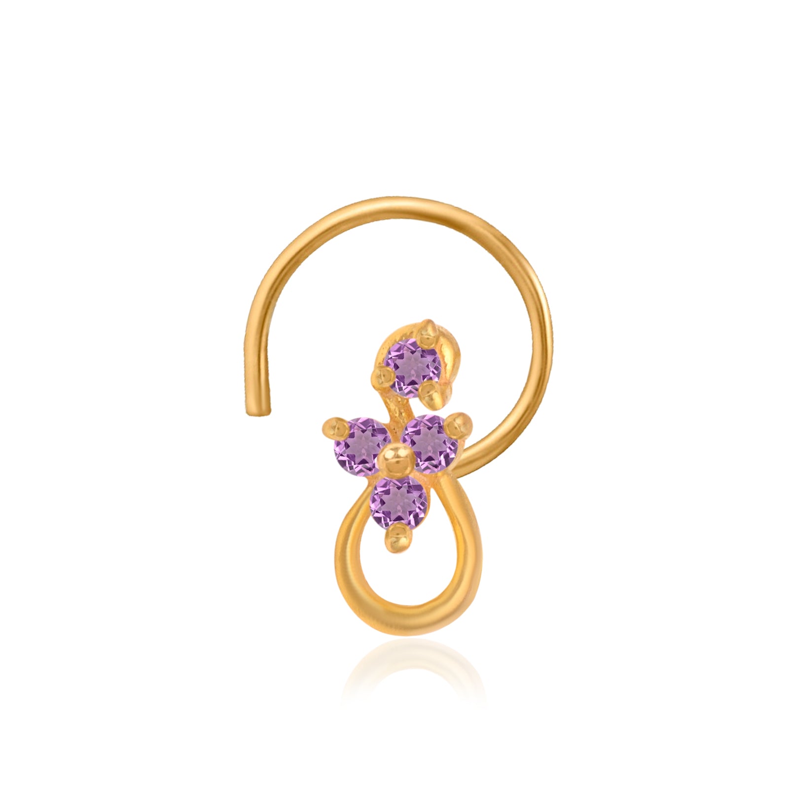 Multi Stone Floral Drop Nose Pin – Gold Plated 925 Sterling Silver