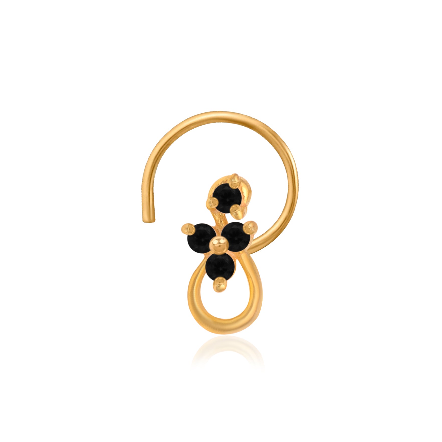 Multi Stone Floral Drop Nose Pin – Gold Plated 925 Sterling Silver