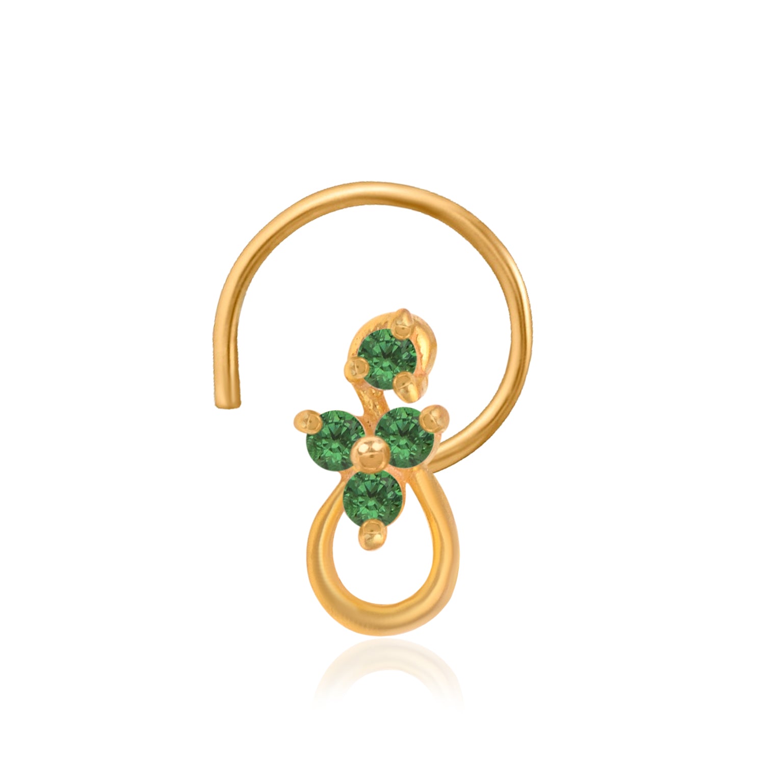 Multi Stone Floral Drop Nose Pin – Gold Plated 925 Sterling Silver