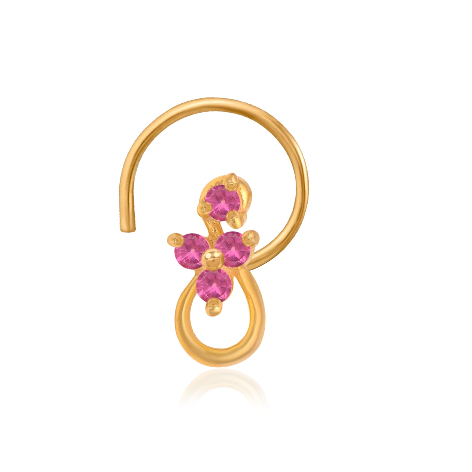 Multi Stone Floral Drop Nose Pin – Gold Plated 925 Sterling Silver