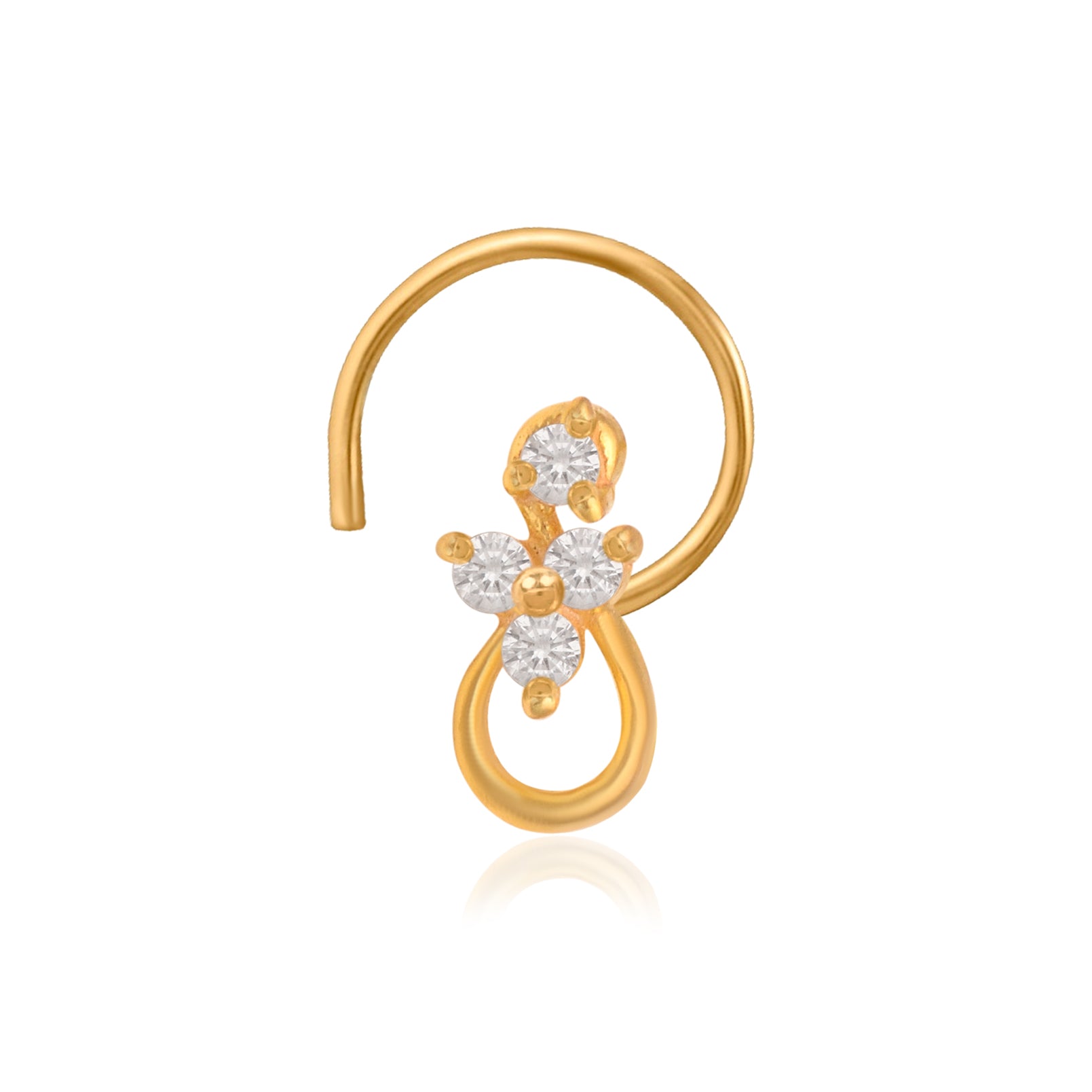 Multi Stone Floral Drop Nose Pin – Gold Plated 925 Sterling Silver