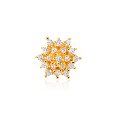 White CZ Cluster Starburst Nose Pin - Sterling Silver Gold Plated