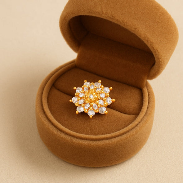 White CZ Cluster Starburst Nose Pin - Sterling Silver Gold Plated