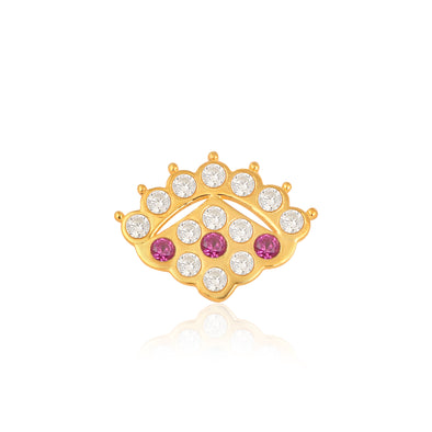 Pink & White CZ Designer Nose Pin - Sterling Silver Gold Plated