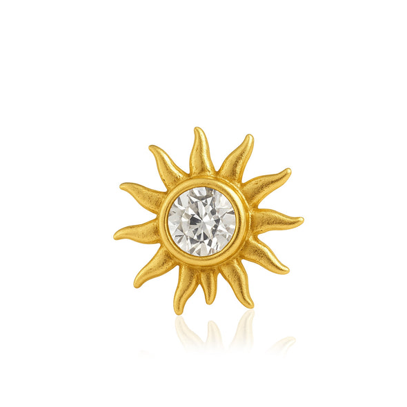 White CZ Center Sunburst Nose Pin – Sterling Silver Gold Plated