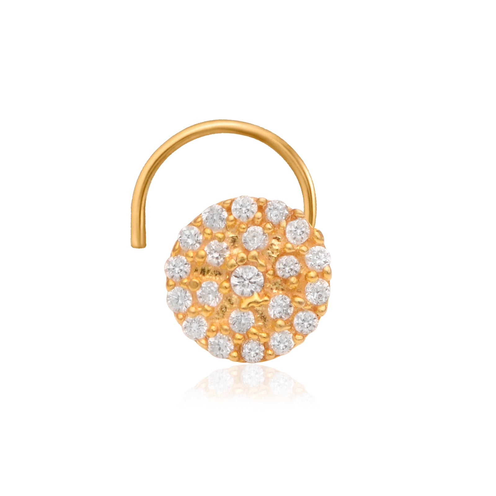 Multi Stone Round Cluster Nose Pin – 925 Sterling Silver Yellow Plated